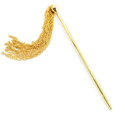 Luxury Pleasure Pain Feather Tickler with Interchangeable Gold Handle and Flogger Attachment Elegant Metal Gold Tassels for Enhanced Sensory Play